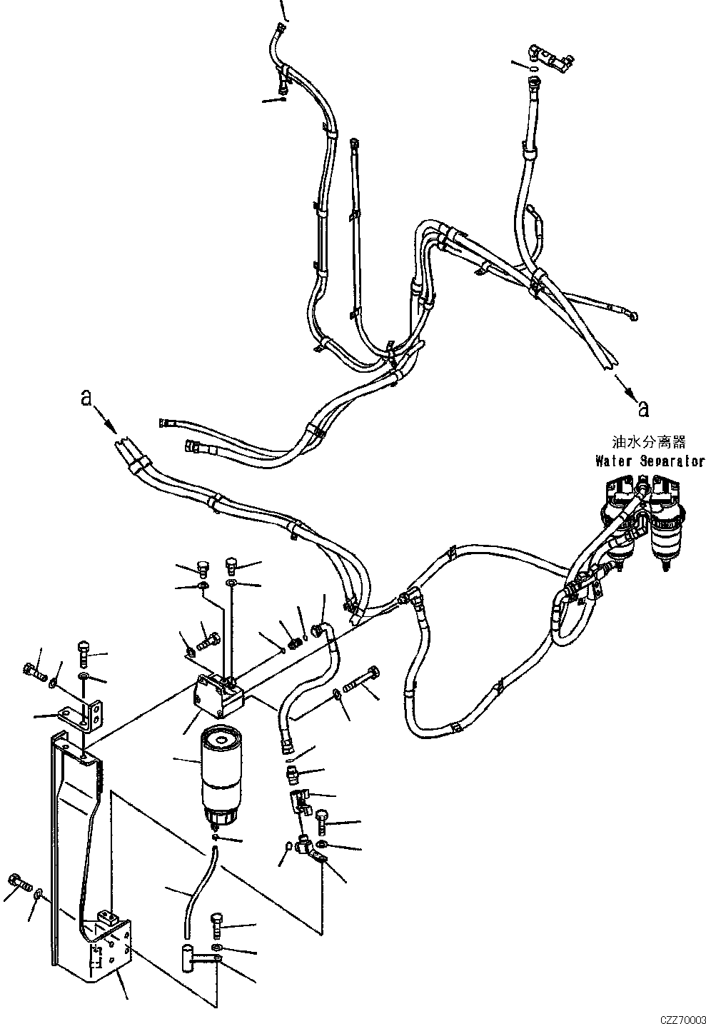 Excavators Komatsu / PC700LC-8E0 S/N DZCA0001-up(KC_EB016) / FUEL PIPING (BAD FUEL AND POOR FUEL SPECIFICATION, WATER+DUST) FUEL LINE (FUEL FILTER)(|D00037 : |D00037)