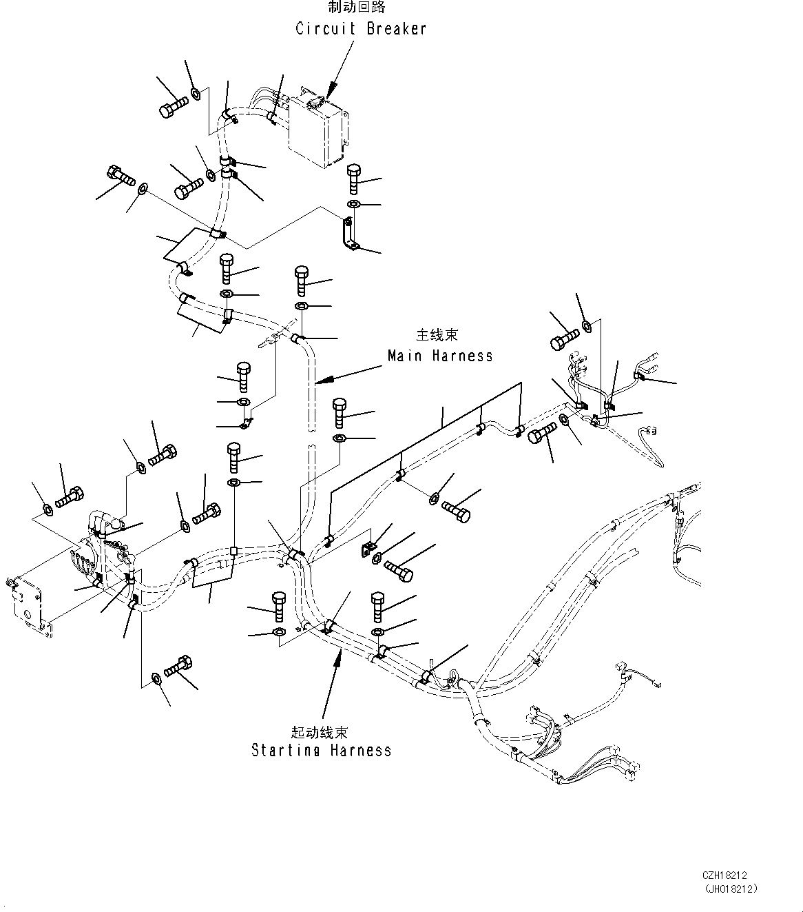 Excavators Komatsu / PC700LC-8E0 S/N DZCA0001-up(KC_EB016) / WIRING HARNESS (BAD FUEL AND POOR FUEL SPECIFICATION, WATER+DUST, WITH BATTERY, BATTERY) (MAIN WIRING HARNESS) (3/3)(|E00048 : |E00048)