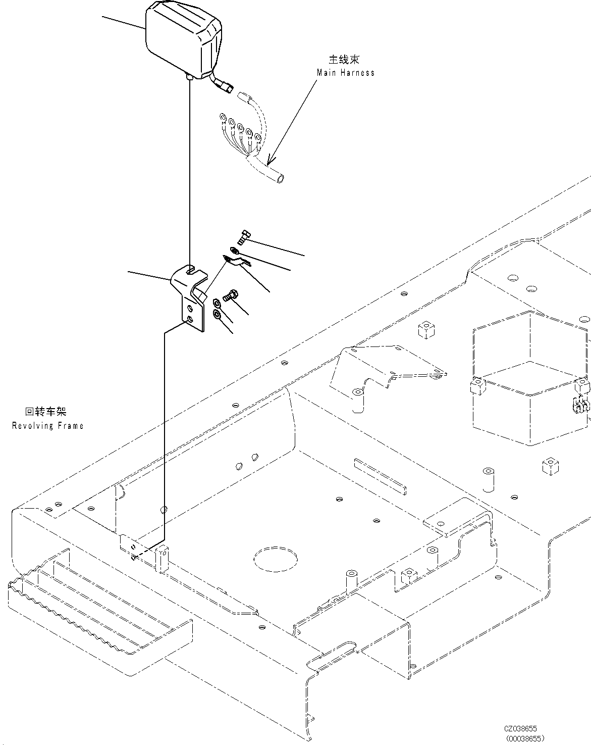 Excavators Komatsu / PC700LC-8E0 S/N DZCA0001-up(KC_EB016) / WIRING HARNESS (BAD FUEL AND POOR FUEL SPECIFICATION, WATER+DUST, WITH BATTERY, BATTERY) (WORKING LAMP, FRONT)(|E00050 : |E00050)
