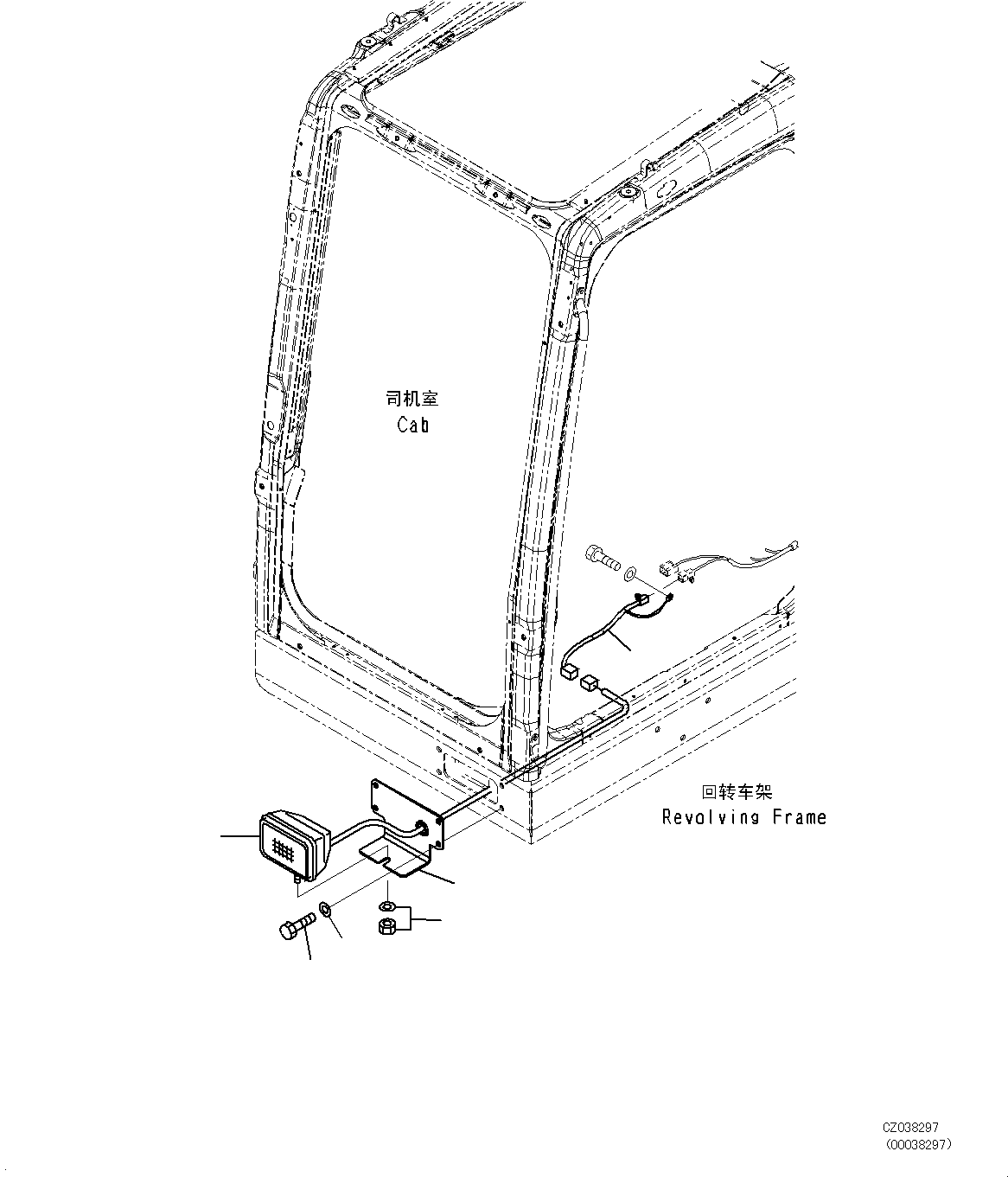 Excavators Komatsu / PC700LC-8E0 S/N DZCA0001-up(KC_EB016) / ADDITIONAL WORKING LAMP (WITH FLASH LAMP)(|E00055 : |E00055)