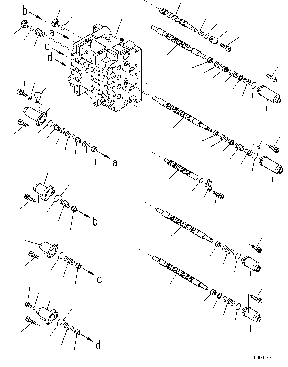 Excavators Komatsu / PC700LC-8E0 S/N DZCA0001-up(KC_EB016) / CONTROL VALVE, INNER PARTS, MAIN VALVE (5/8)(|H00080 : |H00080)