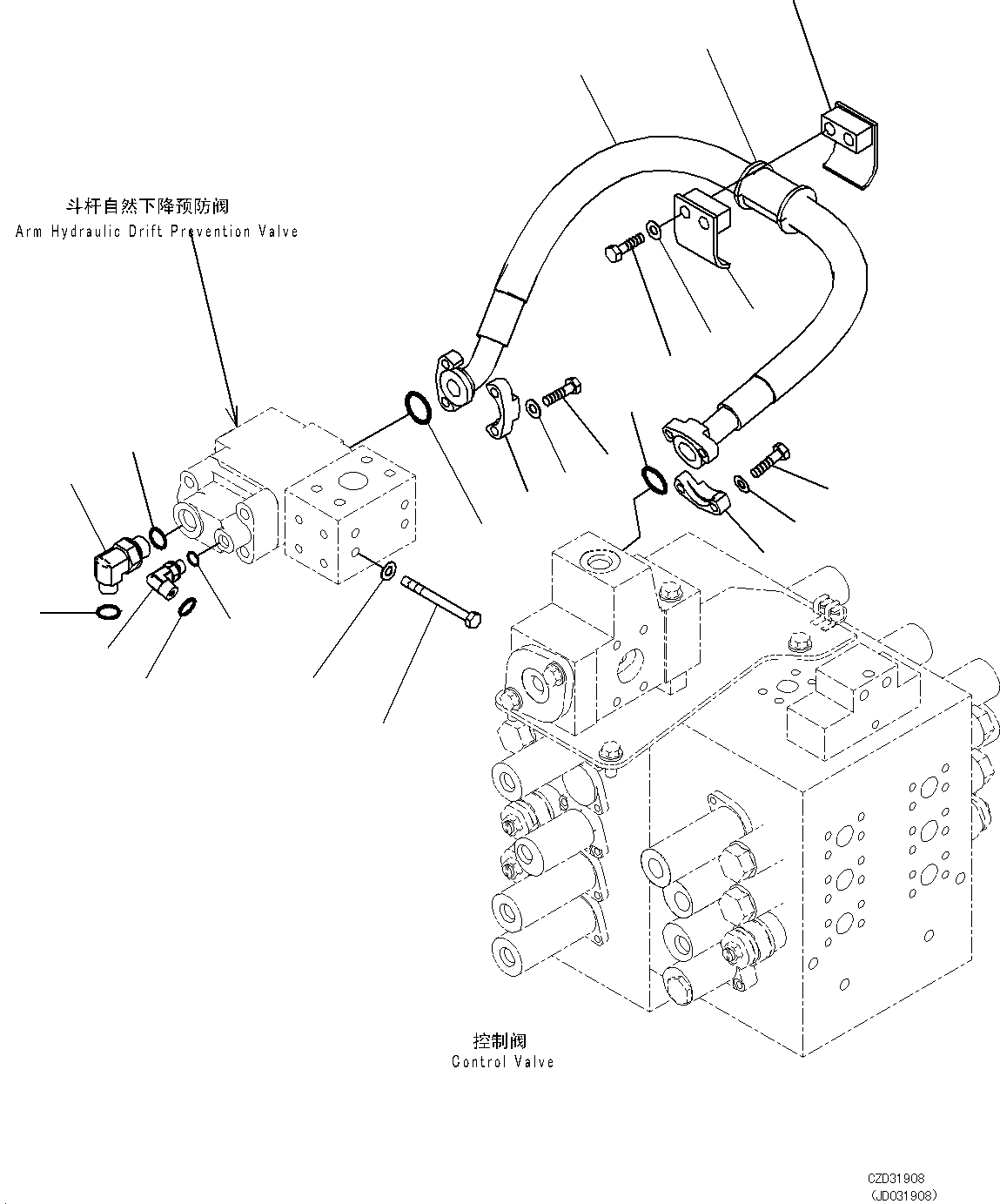 Excavators Komatsu / PC700LC-8E0 S/N DZCA0001-up(KC_EB016) / ARM AND BUCKET PIPING (VALVE PIPING) (2/2)(|H00146 : |H00146)