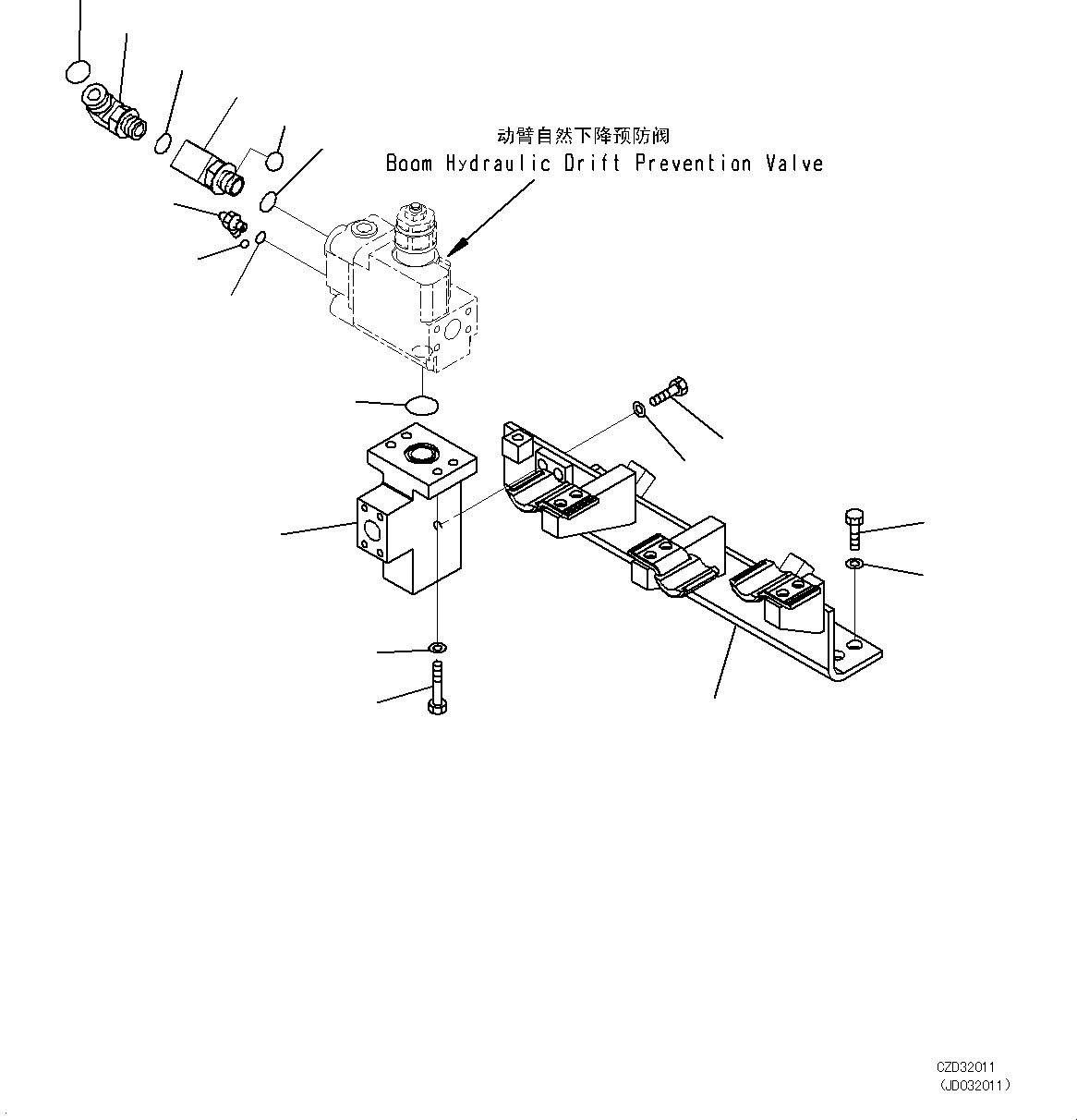 Excavators Komatsu / PC700LC-8E0 S/N DZCA0001-up(KC_EB016) / HYDRAULIC DRIFT PREVENTION VALVE PIPING (WITH BOOM AND ARM HYDRAULIC DRIFT PREVENTION VALVE) (RELATED PARTS)(|H00152 : |H00152)