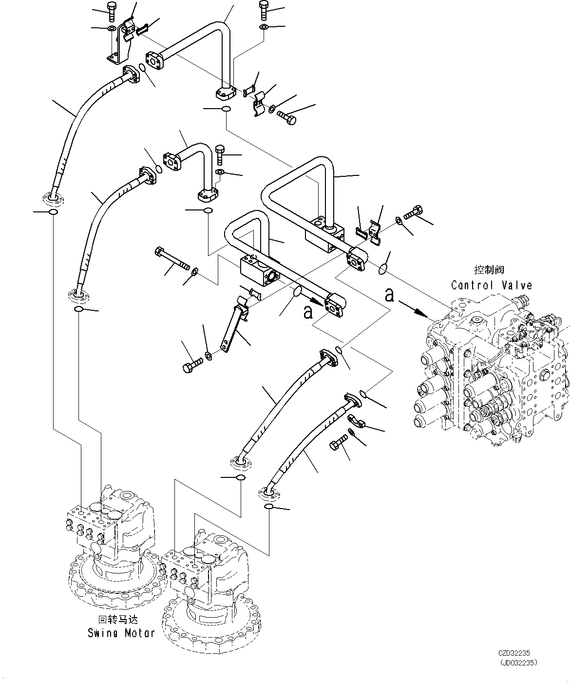 Excavators Komatsu / PC700LC-8E0 S/N DZCA0001-up(KC_EB016) / SWING PIPING(|H00154 : |H00154)