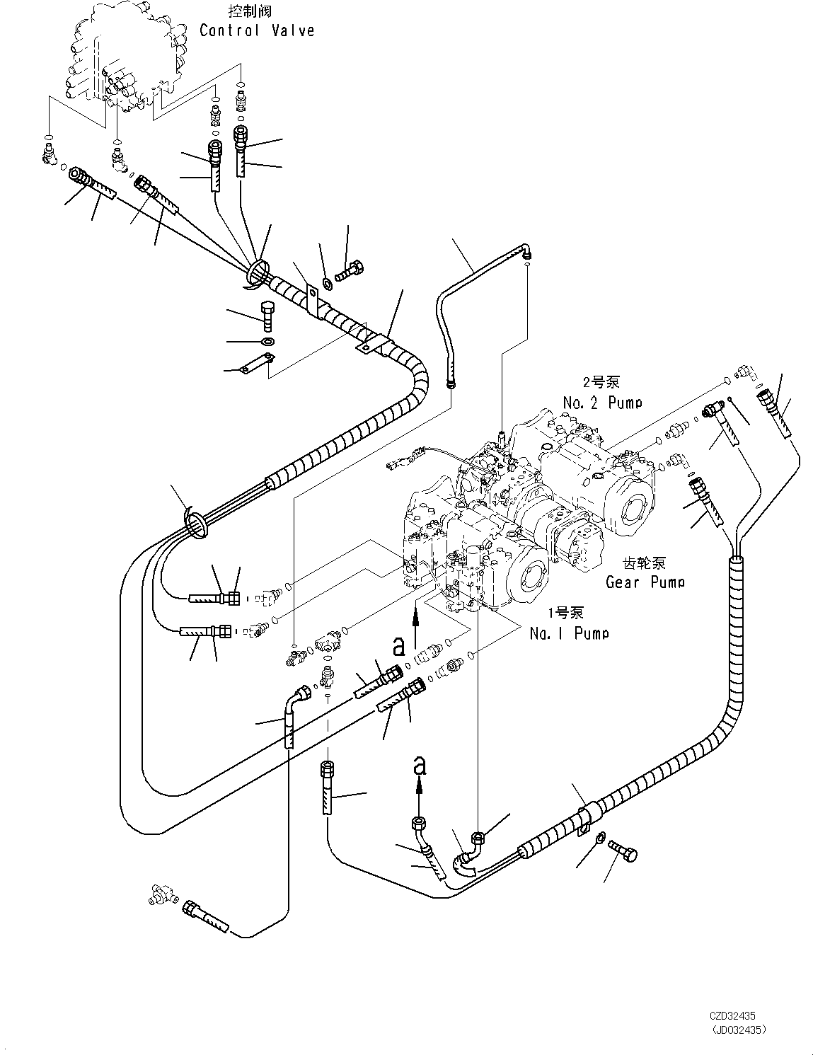 Excavators Komatsu / PC700LC-8E0 S/N DZCA0001-up(KC_EB016) / O.L.S.S. PIPING(|H00157 : |H00157)