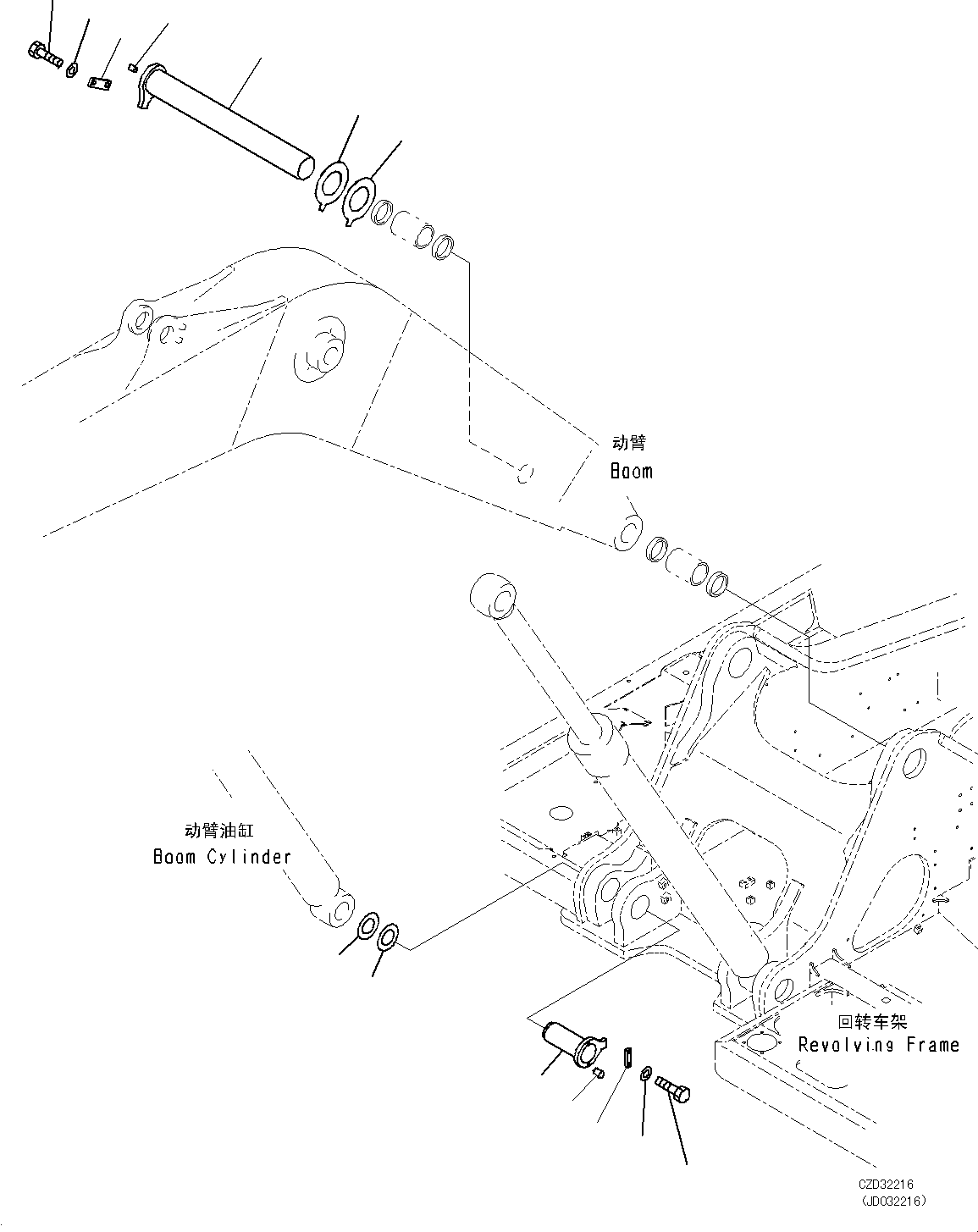 Excavators Komatsu / PC700LC-8E0 S/N DZCA0001-up(KC_EB016) / BOOM FOOT PIN(|J00176 : |J00176)