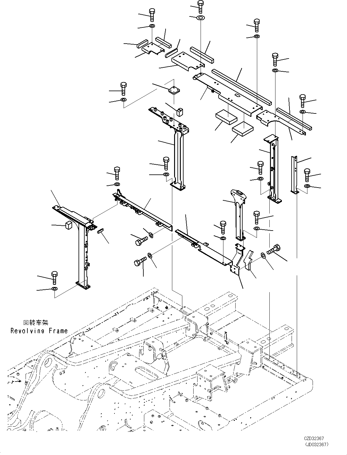 Excavators Komatsu / PC700LC-8E0 S/N DZCA0001-up(KC_EB016) / MACHINE CAB FRAME (BAD FUEL AND POOR FUEL SPECIFICATION, WATER+DUST) (FRAME)(|M00262 : |M00262)