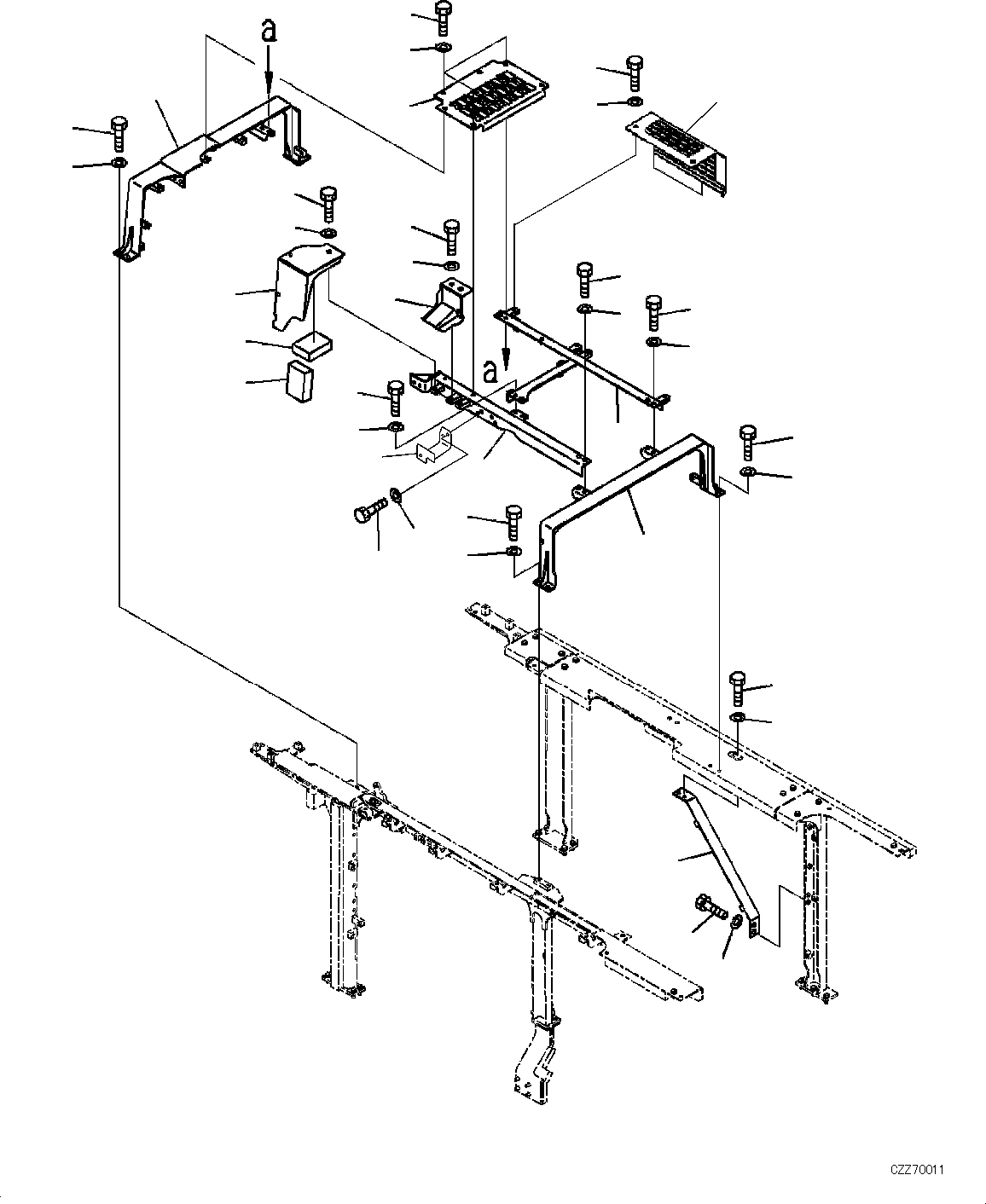 Excavators Komatsu / PC700LC-8E0 S/N DZCA0001-up(KC_EB016) / MACHINE CAB FRAME (BAD FUEL AND POOR FUEL SPECIFICATION, WATER+DUST) (STEP AND COVER) (ENGINE HIGH TEMPERATURE SPECIFICATION)(|M00266 : |M00266)