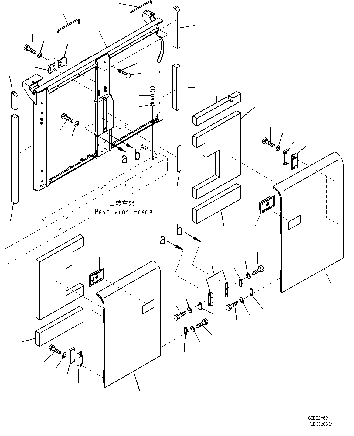 Excavators Komatsu / PC700LC-8E0 S/N DZCA0001-up(KC_EB016) / SIDE COVER L.H. (WITH ENGINAIRE PRE-CLEANER)(|M00268 : |M00268)