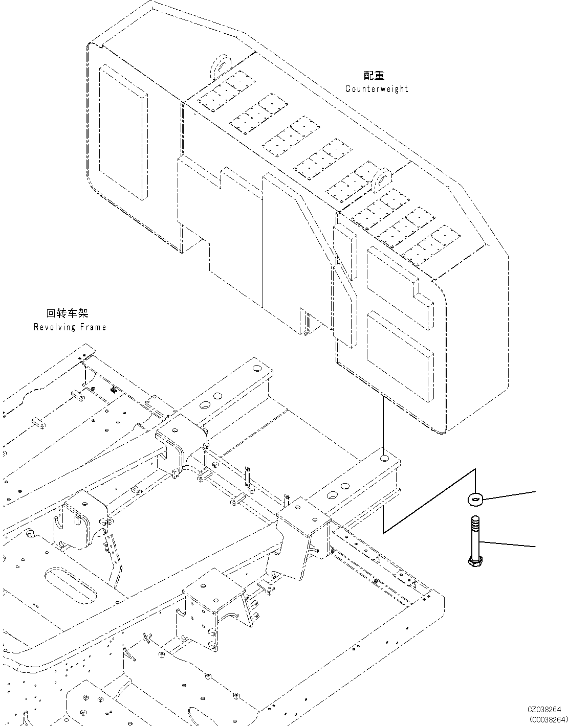 Excavators Komatsu / PC700LC-8E0 S/N DZCA0001-up(KC_EB016) / COUNTERWEIGHT MOUNTING (WITH COUNTERWEIGHT)(|M00286 : |M00286)