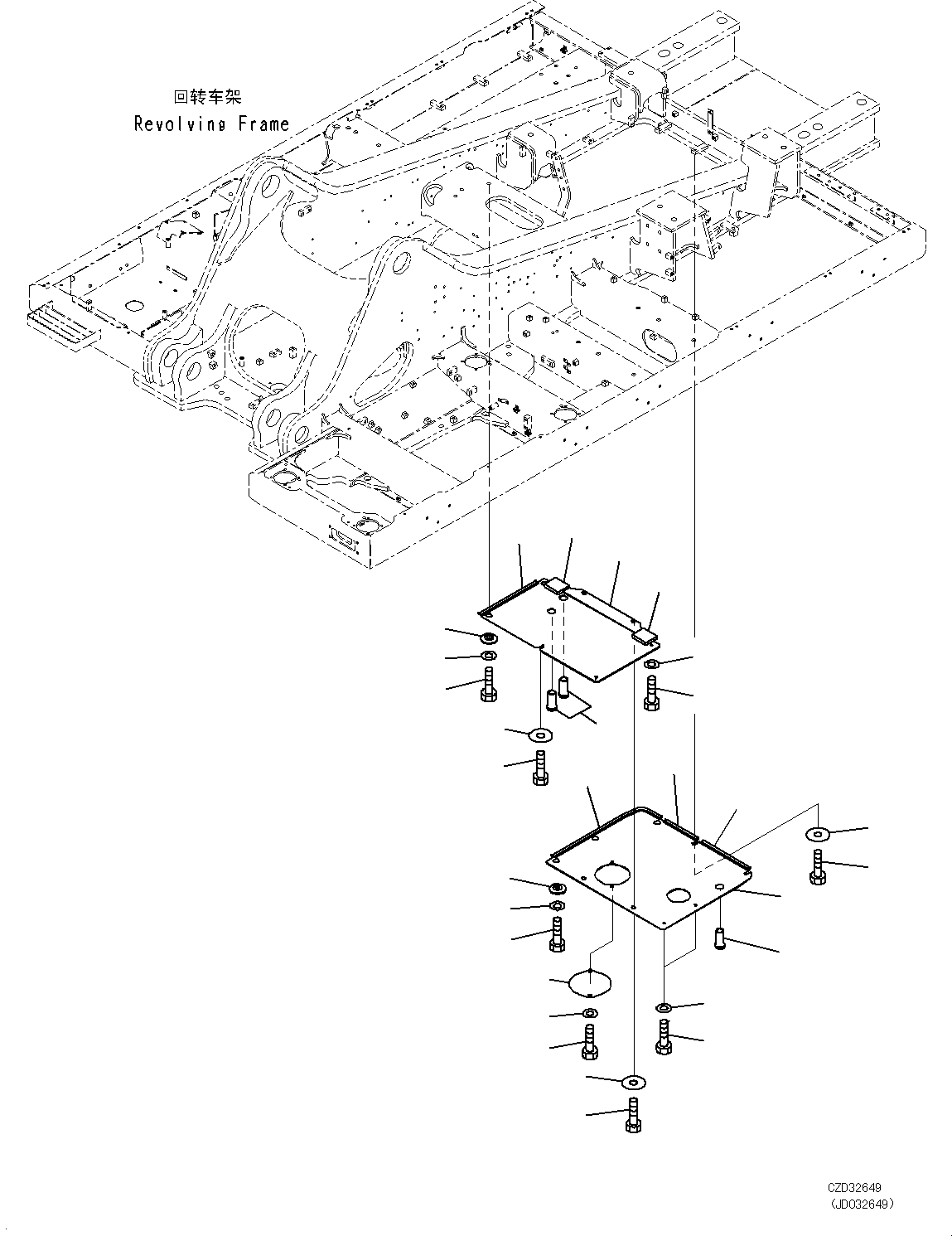 Excavators Komatsu / PC700LC-8E0 S/N DZCA0001-up(KC_EB016) / UNDER COVER (BAD FUEL AND POOR FUEL SPECIFICATION, WATER+DUST) (REVOLVING FRAME, CENTER)(|M00288 : |M00288)