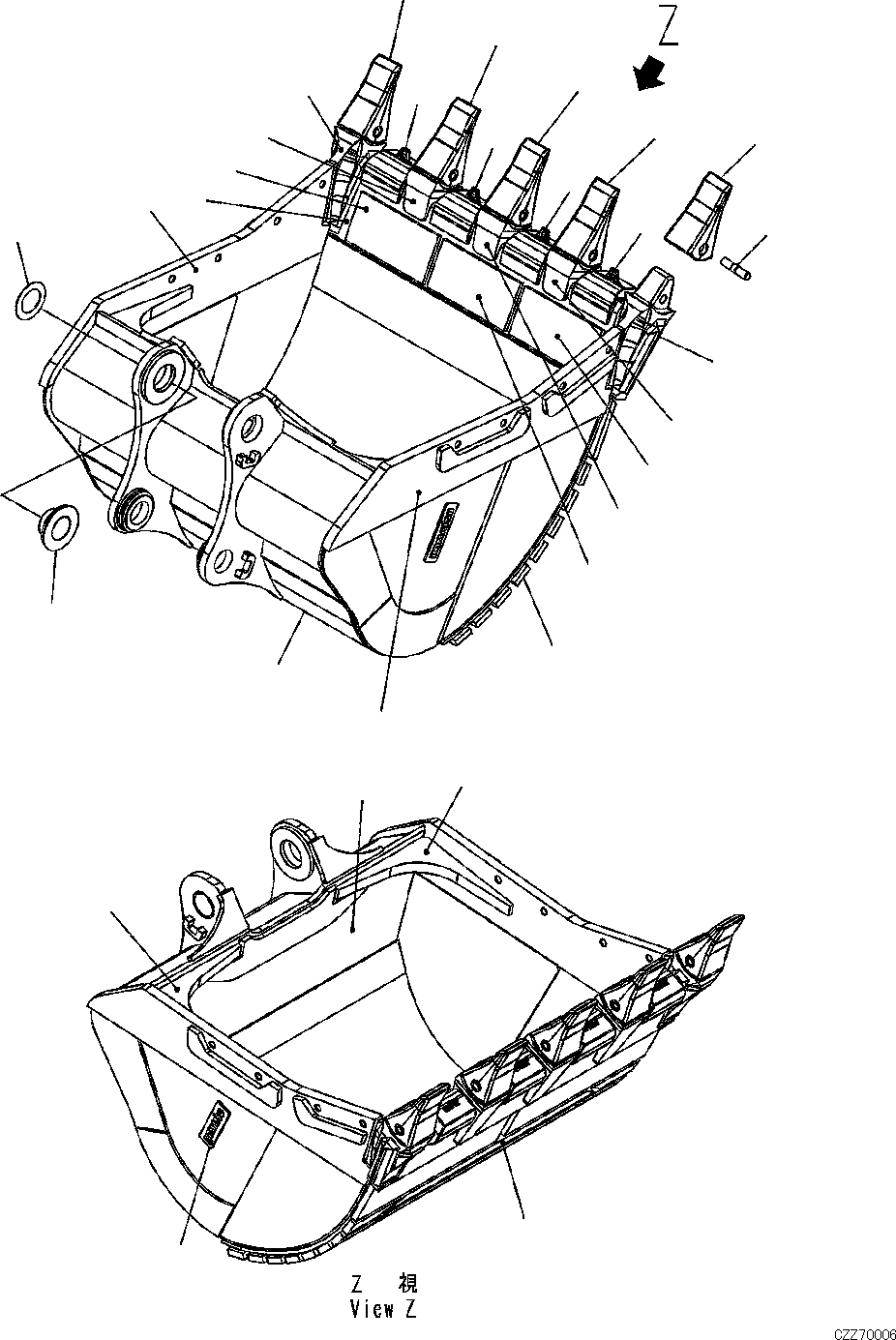 Excavators Komatsu / PC700LC-8E0 S/N DZCA0001-up(KC_EB016) / BUCKET (4.00M3, 1800MM WIDTH, WEAR PLATE, HORIZONTAL PIN TYPE, SIDE SHROUD,BUCKET)(|T00378 : |T00378)