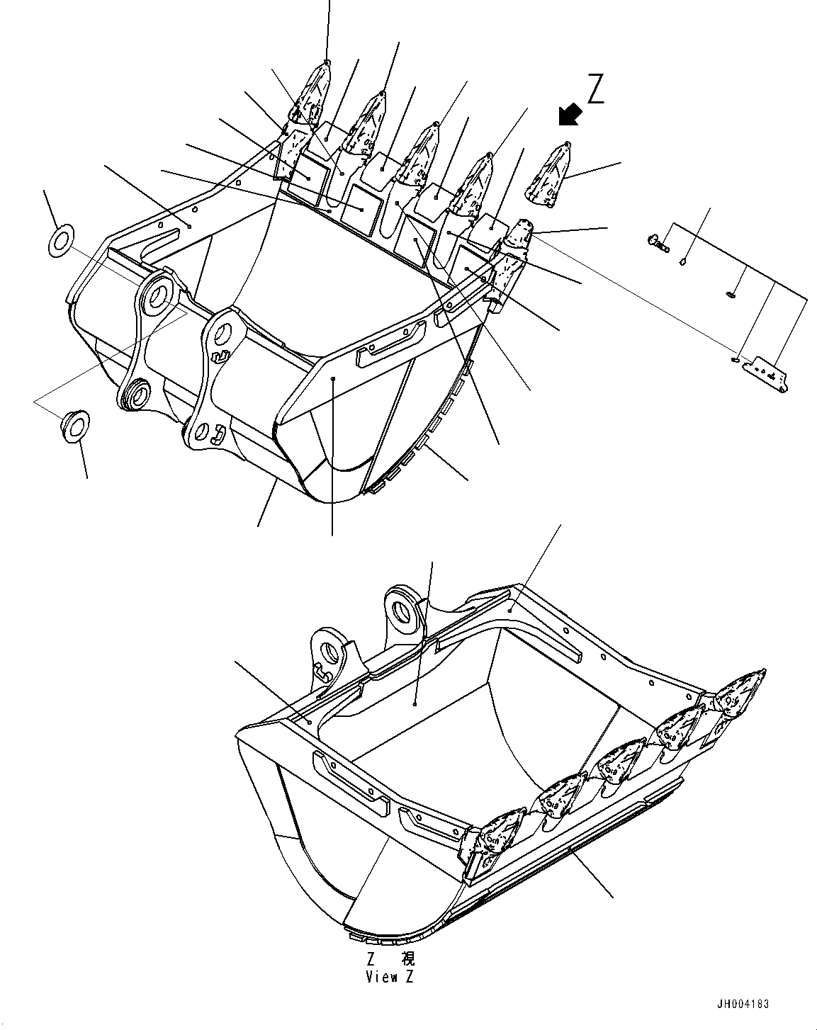 Excavators Komatsu / PC700LC-8E0 S/N DZCA0001-up(KC_EB016) / BUCKET (4.00M3, 1800MM WIDTH, WEAR PLATE, KMAX TOOTH, THRUST ADJUSTMENT,SIDE SHROUD,BUCKET)(|T00380 : |T00380)
