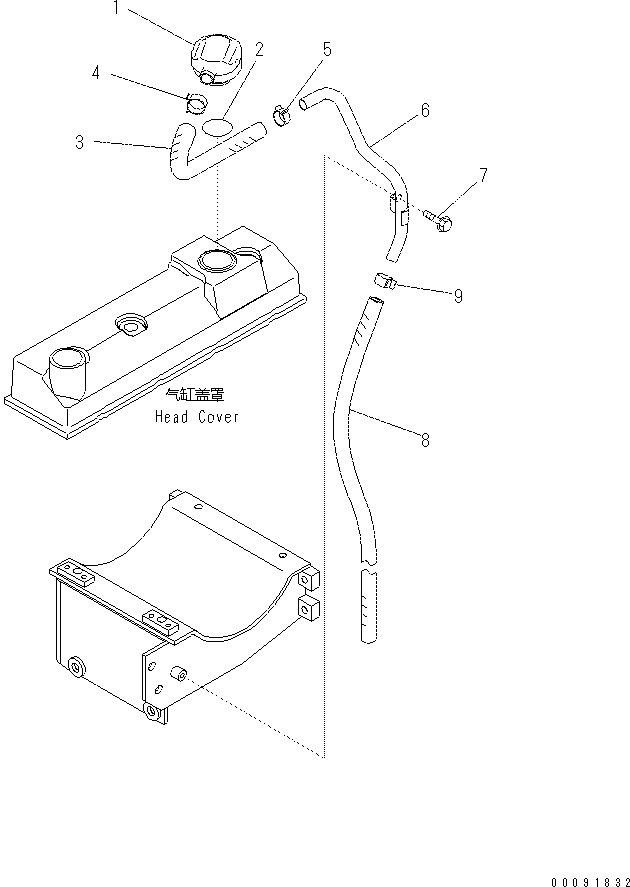 Komatsu parts book diagram for SAA4D95LE-5N-W S/N 517769-up: BREATHER