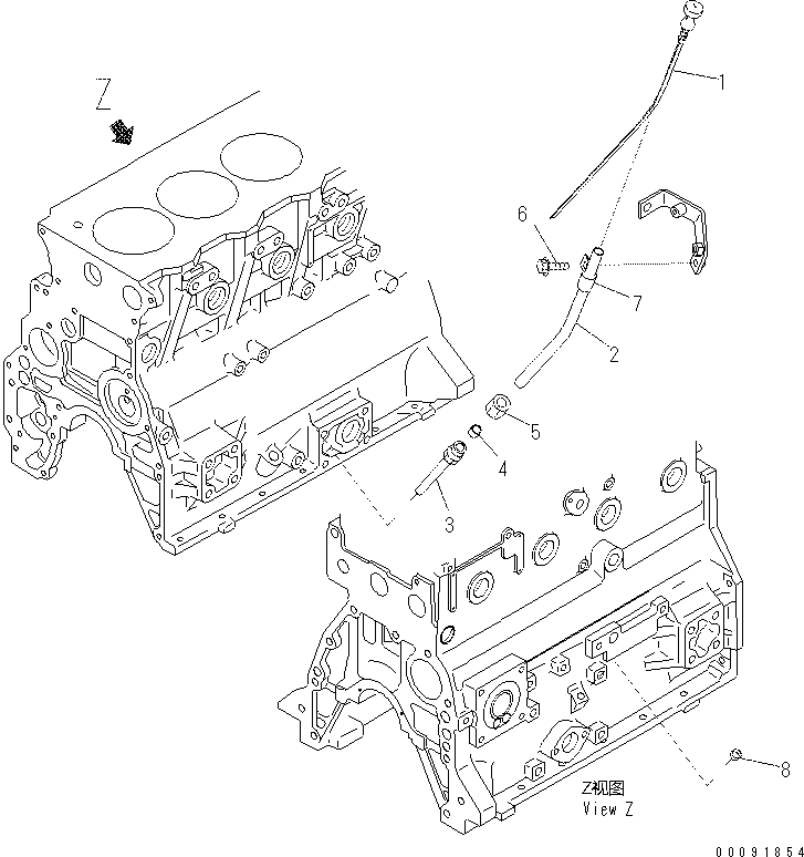 Komatsu parts book diagram for SAA4D95LE-5N-W S/N 517769-up: OIL LEVEL GAUGE