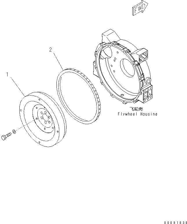 Komatsu parts book diagram for SAA4D95LE-5N-W S/N 517769-up: FLYWHEEL