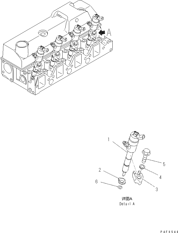 Komatsu parts book diagram for SAA4D95LE-5N-W S/N 517769-up: INJECTOR