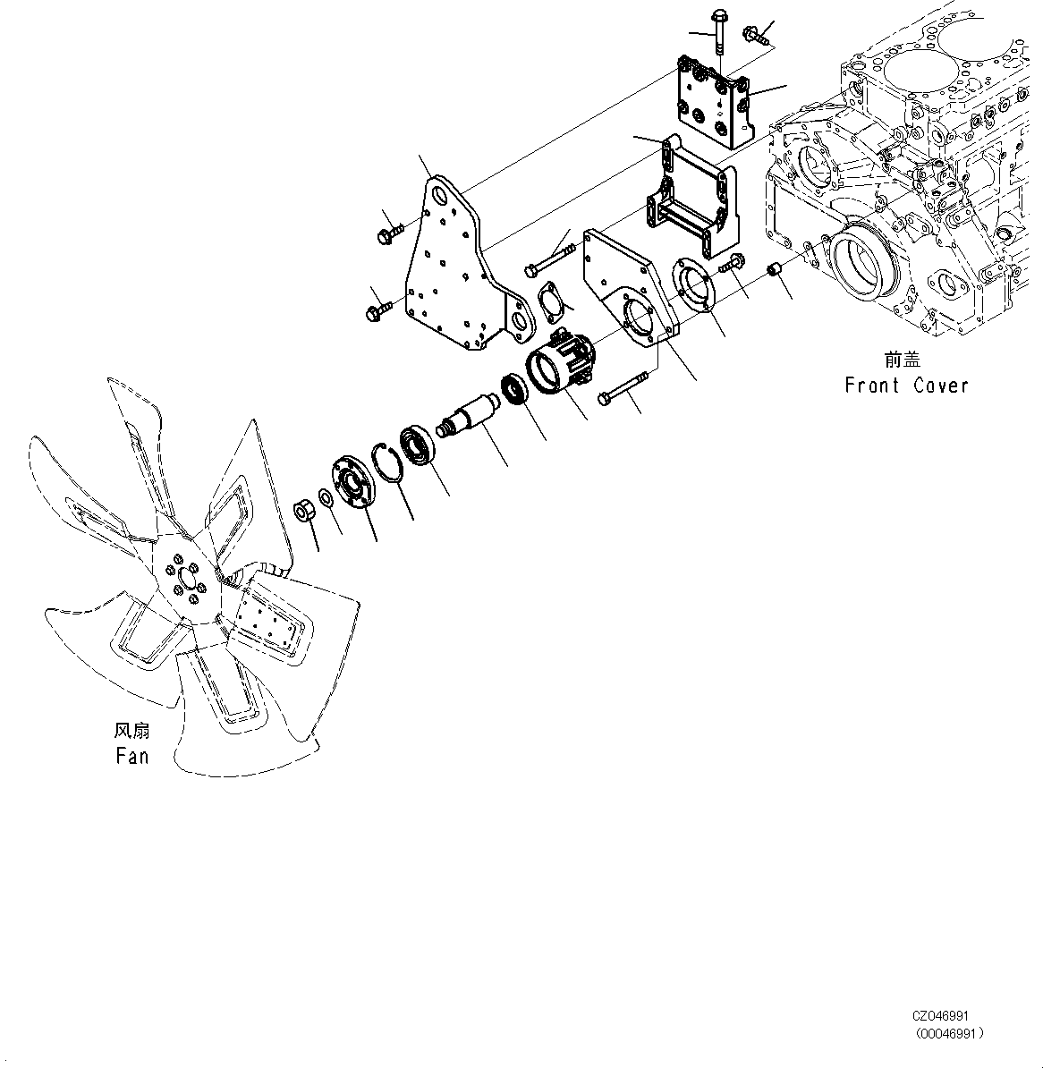 Engines Komatsu / SAA6D125E-5F S/N 674420-up(KC_EE014) / COOLING FAN DRIVE(|E00064 : |E00064)