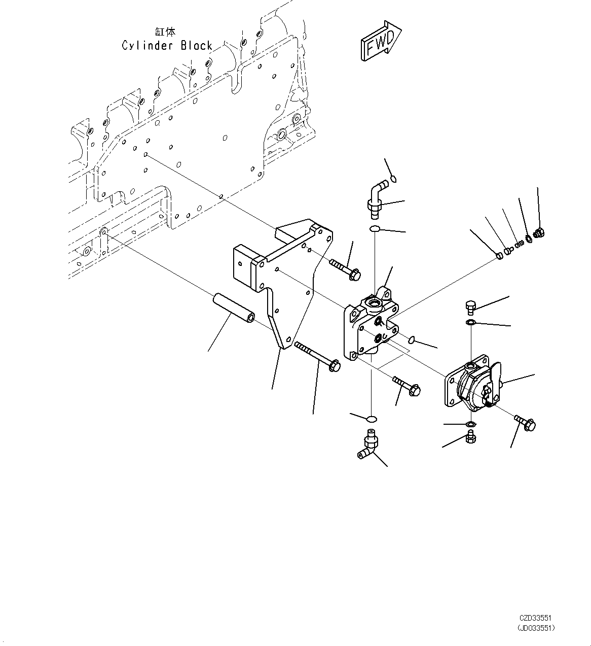 Engines Komatsu / SAA6D125E-5D S/N 567555-up(KC_EE017) / FUEL PREFILTER BRACKET (FOR EXTRA BAD FUEL AND POOR FUEL SPECIFICATION, WATER+DUST, LARGE FUEL PREFILTER) (PRIMING PUMP AND PIPI(|D00063 : |D00063)