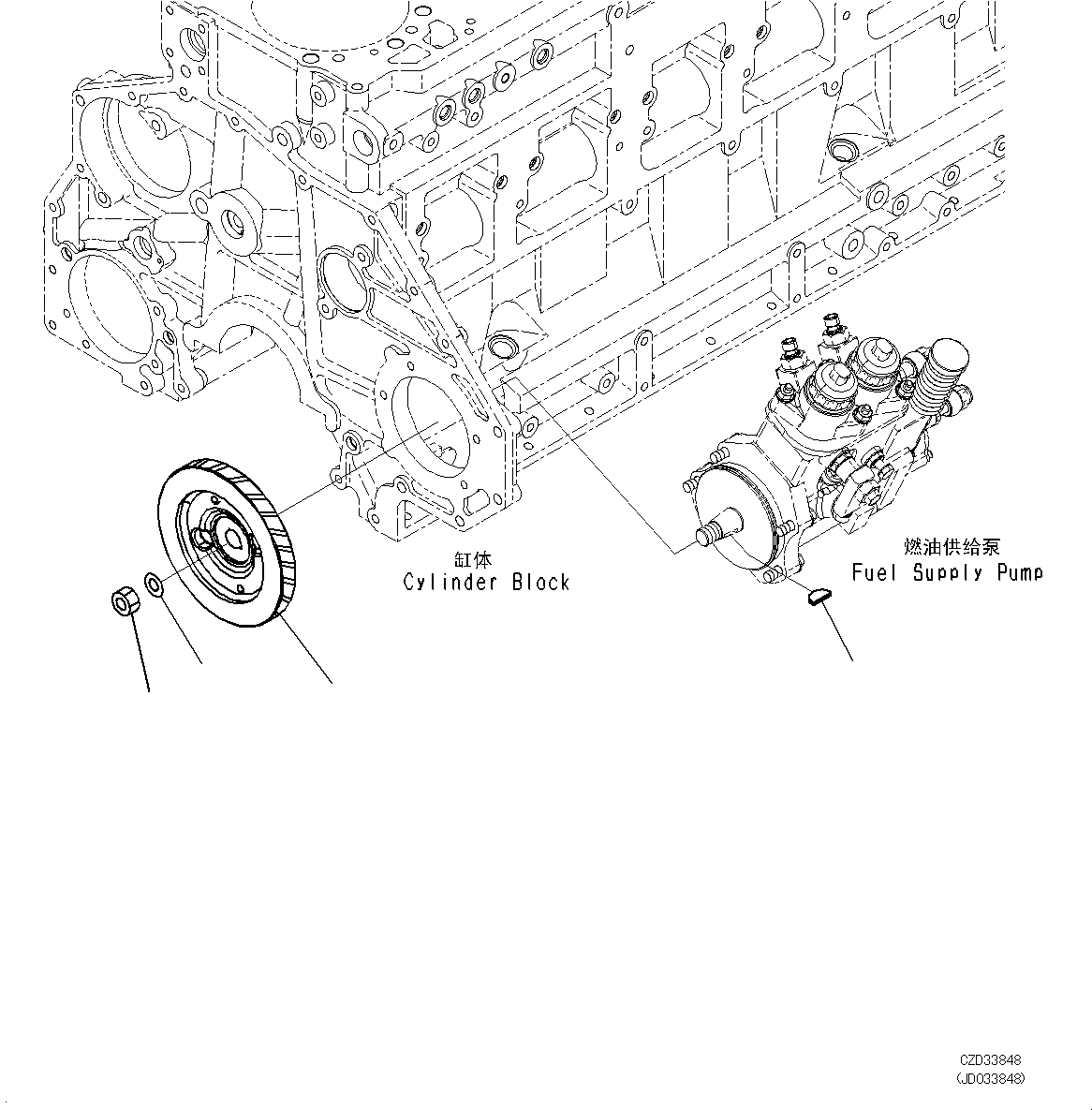 Engines Komatsu / SAA6D125E-5D S/N 567555-up(KC_EE017) / FUEL SUPPLY PUMP DRIVE(|D00057 : |D00057)