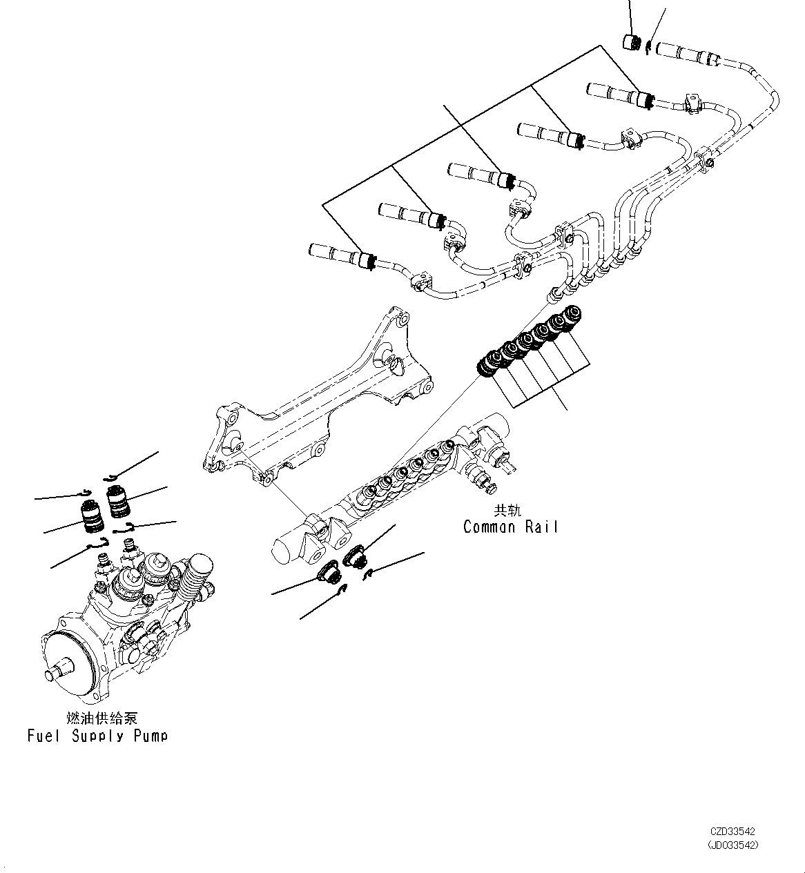 Engines Komatsu / SAA6D125E-5D S/N 567555-up(KC_EE017) / FUEL SUPPLY PIPING AND LUBRICATING OIL PIPING (FUEL PIPING) (2/2)(|D00060 : |D00060)