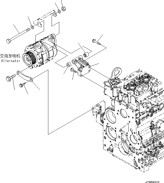 Engines Komatsu / SAA6D107E-1N S/N 26542663-up(KC_EE019) / ALTERNATOR MOUNTING (FOR 35 AMP. SEALED ALTERNATOR)(|0078 : |0078)