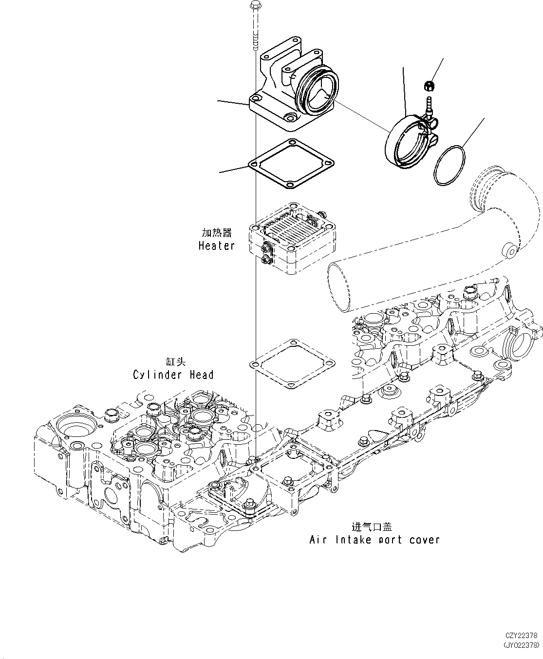 Komatsu parts book diagram for SAA6D107E-1L S/N 26580638-up: AIR INTAKE CONNECTOR