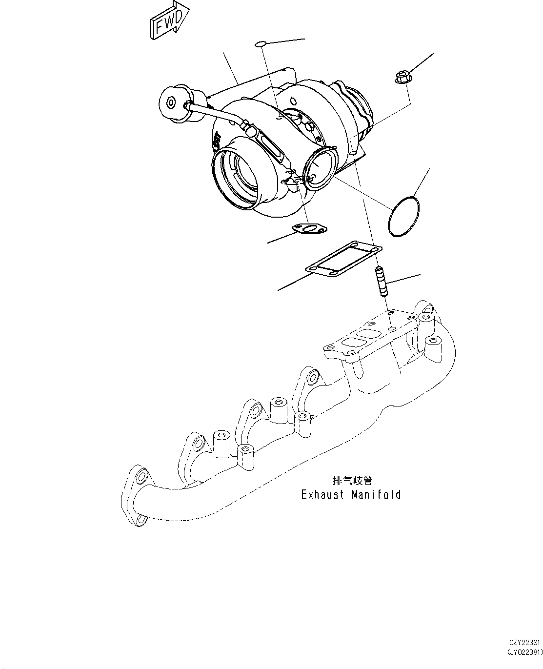 Komatsu parts book diagram for SAA6D107E-1L S/N 26580638-up: TURBOCHARGER