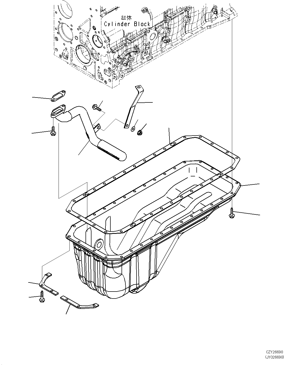 Komatsu parts book diagram for SAA6D107E-1L S/N 26580638-up: ENGINE OIL PAN