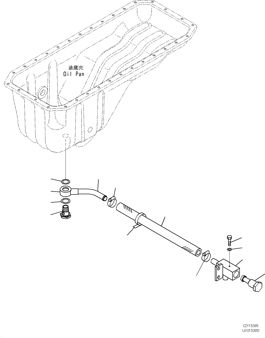 Komatsu parts book diagram for SAA6D107E-1L S/N 26580638-up: ENGINE OIL PAN DRAIN