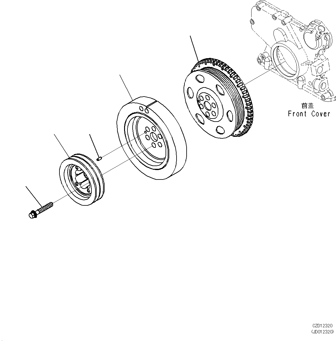 Komatsu parts book diagram for SAA6D107E-1L S/N 26580638-up: VIBRATION DAMPER