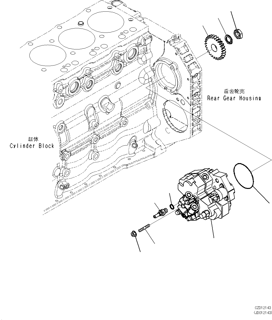 Komatsu parts book diagram for SAA6D107E-1L S/N 26580638-up: FUEL SUPPLY PUMP