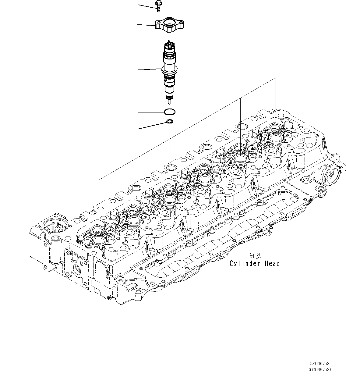 Komatsu parts book diagram for SAA6D107E-1L S/N 26580638-up: FUEL INJECTOR