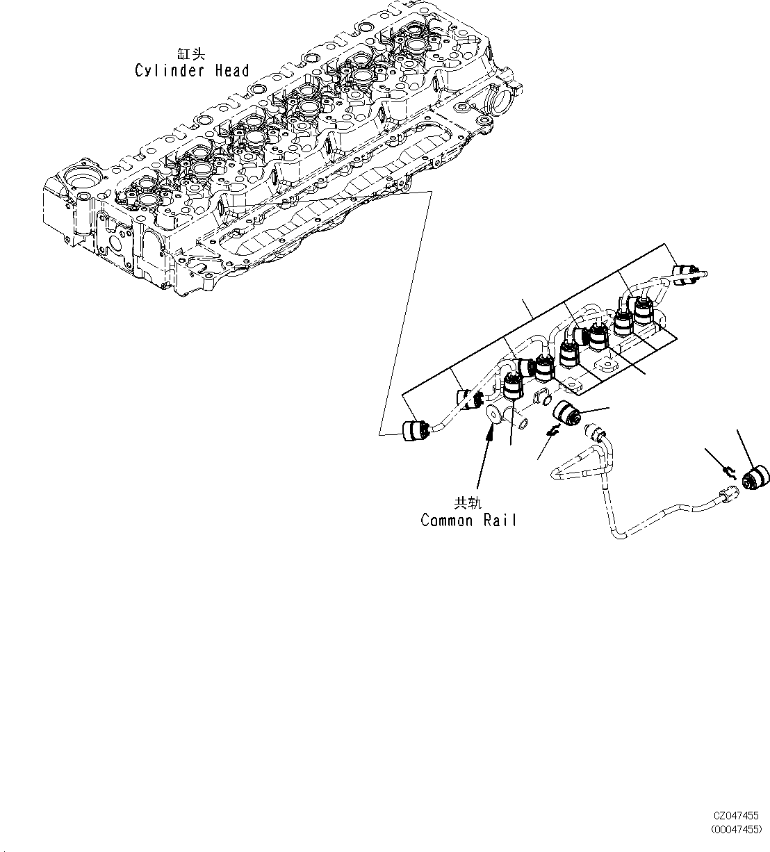 Komatsu parts book diagram for SAA6D107E-1L S/N 26580638-up: FUEL INJECTION PIPING COVER