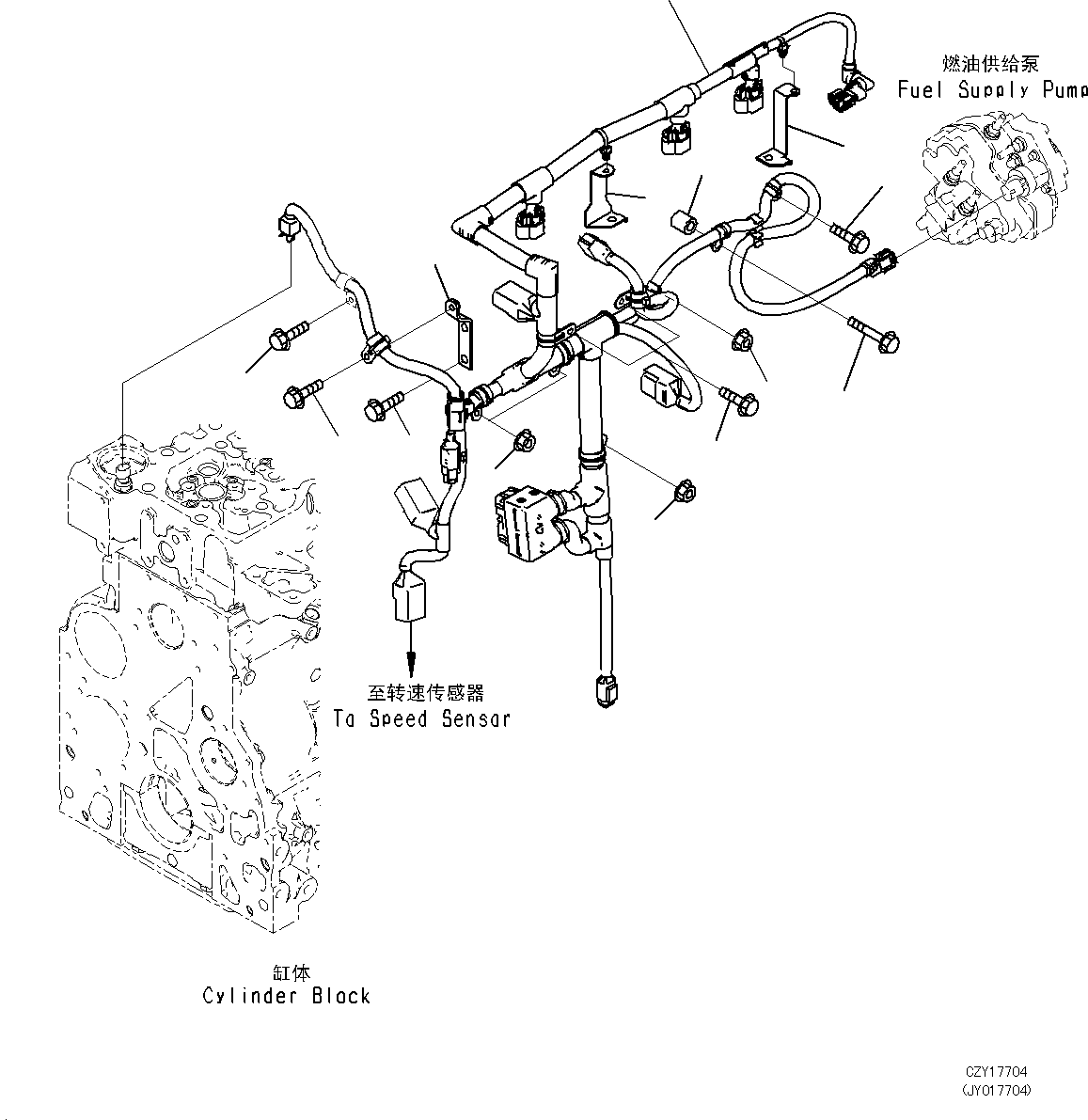 Komatsu parts book diagram for SAA6D107E-1L S/N 26580638-up: ENGINE WIRING HARNESS