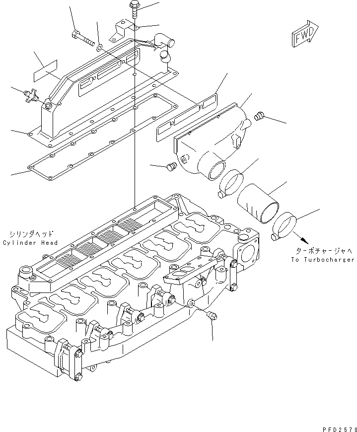 Diesel Generators Komatsu / DCA-125SSK  S6D102E-G-1D4(KDP0001C) / EXHAUST MANIFOLD AND AFTER COOLER(030110 : A153S-01A4)