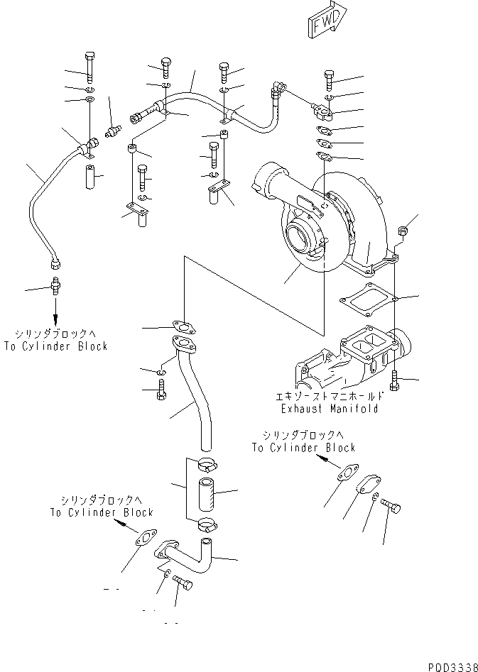 Diesel Generators Komatsu / DCA-600SSK  SA6D170AE-1-D1(KDP0009C) / TURBOCHARGER MOUNTING AND LUBRICATOR(#18607-20361)(030110 : A1530-A6D2)