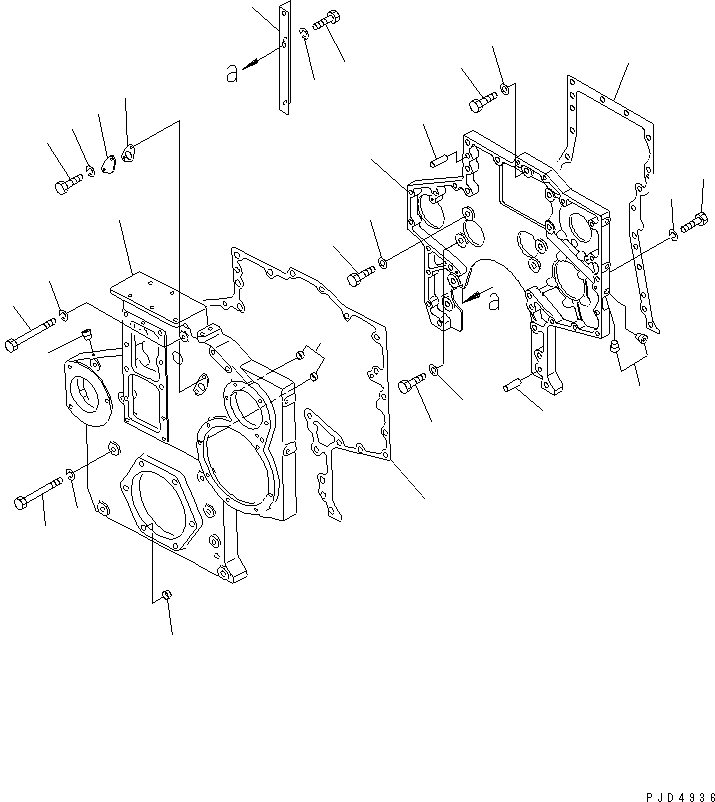 Diesel Generators Komatsu / DCA-600SSK  SA6D170AE-1-D1(KDP0009C) / GEAR CASE AND FRONT COVER(#19338-)(030210 : A2040-A6C9)