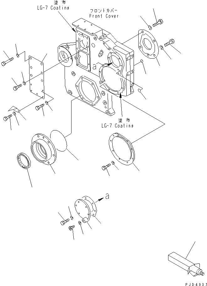 Diesel Generators Komatsu / DCA-600SSK  SA6D170AE-1-D1(KDP0009C) / FRONT P.T.P. COVER AND TRUNNION(#19338-19607)(030230 : A2041-A6A1)