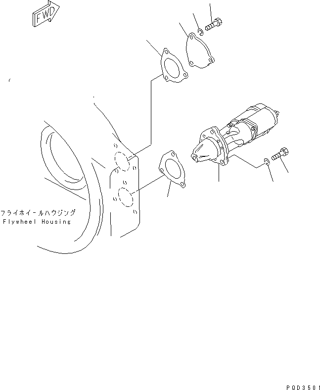 Diesel Generators Komatsu / DCA-600SSK  SA6D170AE-1-D1(KDP0009C) / STARTING MOTOR MOUNTING (11KW)(030800 : A6210-A6B7)