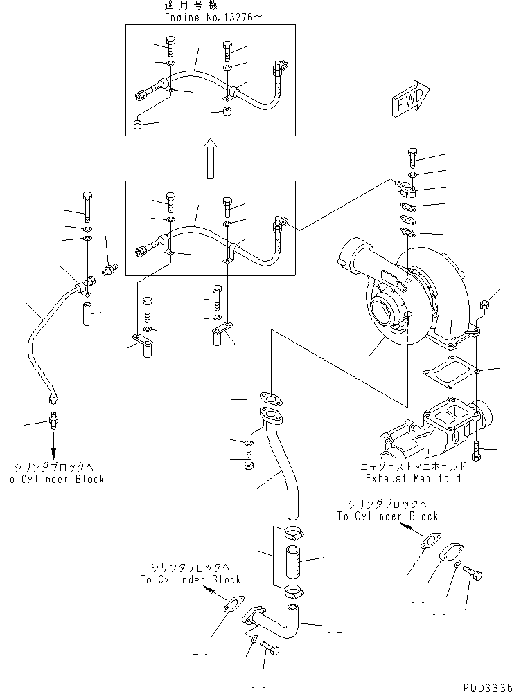 Diesel Generators Komatsu / EGS650       SA6D170A-1(KDP0064C) / TURBOCHARGER MOUNTING AND LUBRICATOR(#11500-16961)(030150 : A1530-A6B9)