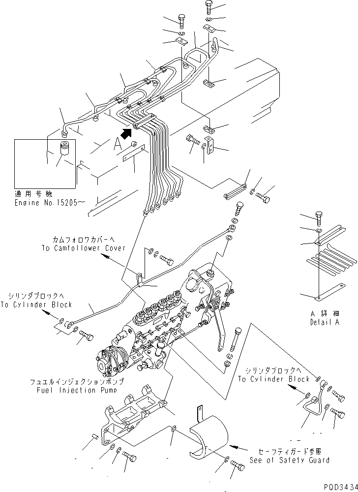 Diesel Generators Komatsu / EGS650       SA6D170A-1(KDP0064C) / FUEL INJECTION PUMP PIPING(030920 : A4030-A6B2)