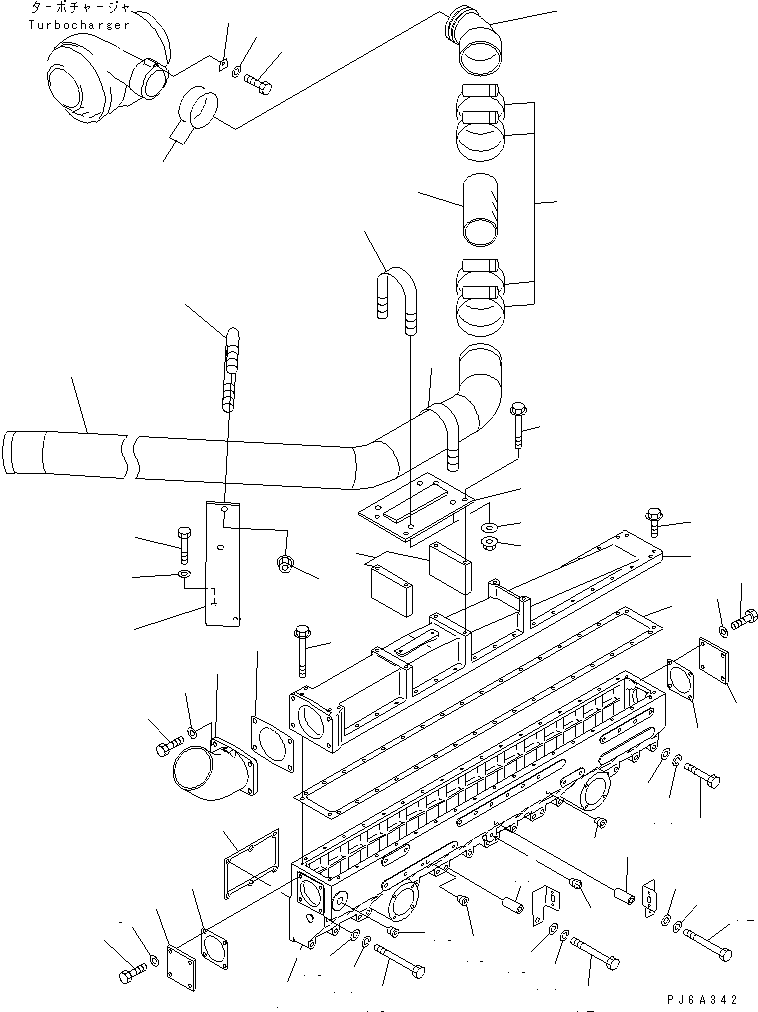 Diesel Generators Komatsu / EGS760       SAA6D170-P740(KDP0311C) / AIR INTAKE MANIFOLD AND AIR PIPING(#17264-)(030060 : A1310-A6C3A)