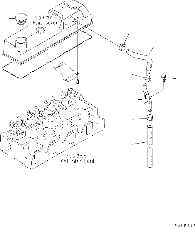 Diesel Generators Komatsu / EGS65-5     S4D95LE-2(KDP0313C) / HEAD COVER RELATED PARTS(#107652-)(030050 : A1111-A0A4)