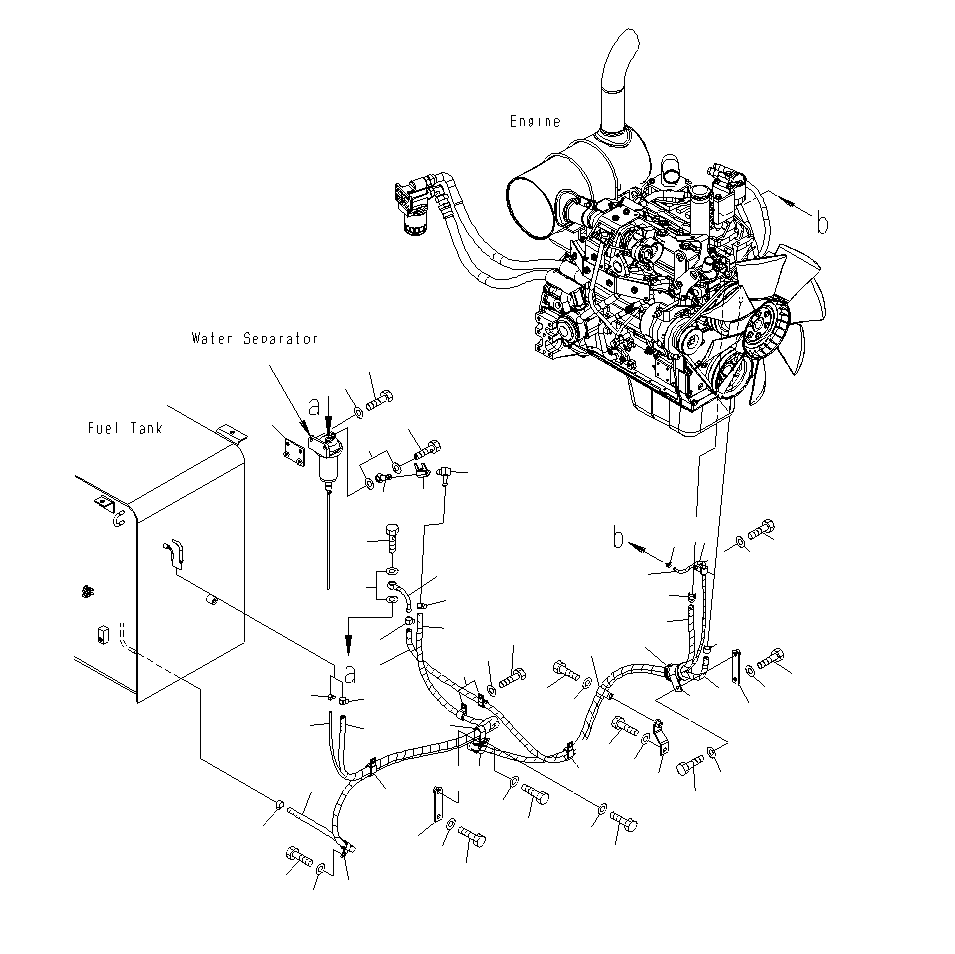 Excavators Komatsu / PC130F-7 S/N J10001-UP(KI-00005) / FUEL LINE(ARRANGE SPEC)(WITH WATER SEPARATOR FUEL FILTER)(|D0090021 : |D0090021)