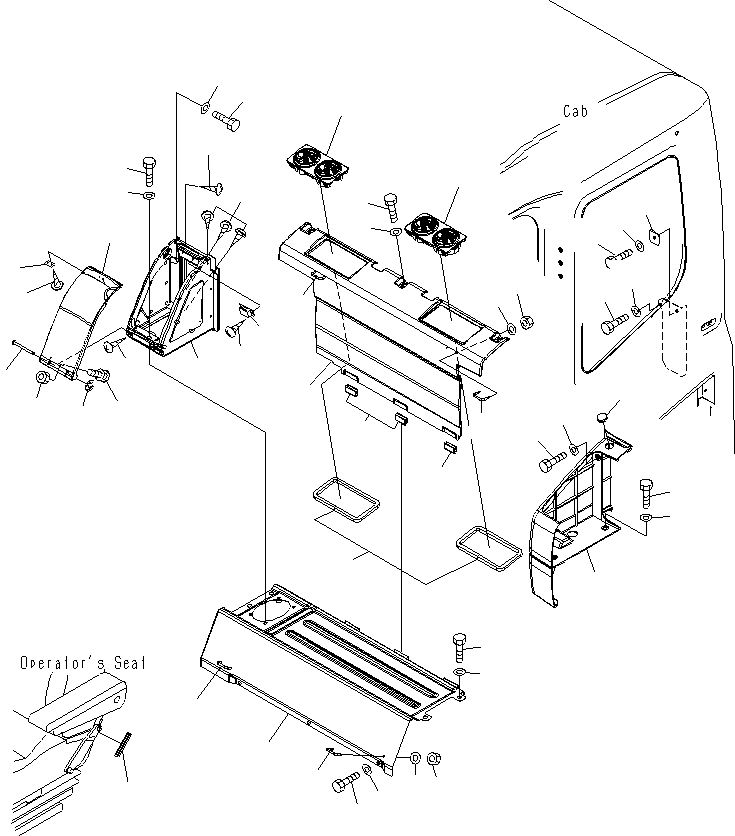 Excavators Komatsu / PC130F-7 S/N J10001-UP(KI-00005) / SEAT REAR COVER(|K0210020 : |K0210020)