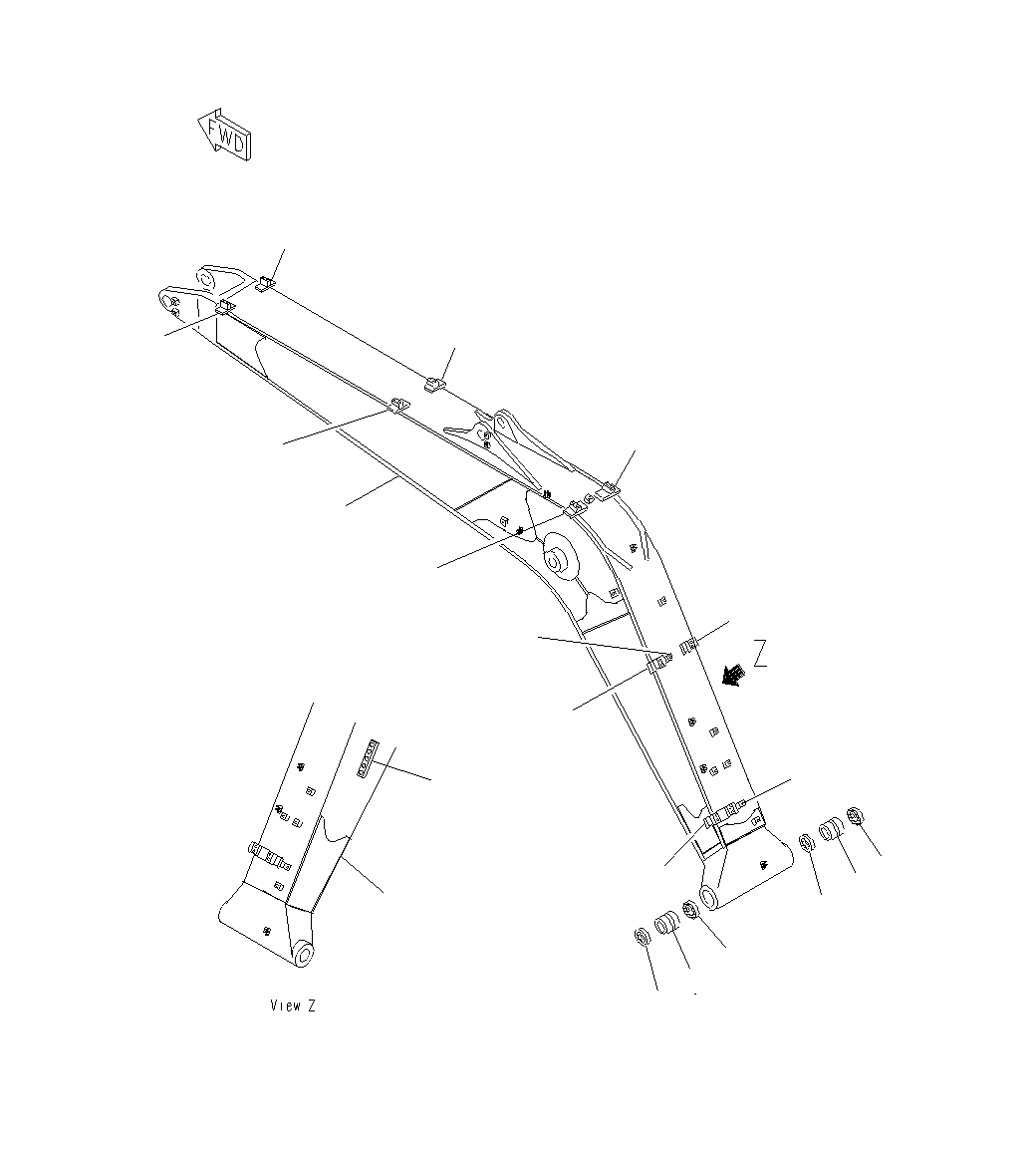 Excavators Komatsu / PC130F-7 S/N J10001-UP(KI-00005) / BOOM (BOOM)(100 HOURS LUBRICATING)(|T0360010 : |T0360010)