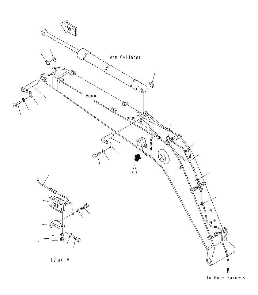 Excavators Komatsu / PC130F-7 S/N J10001-UP(KI-00005) / BOOM (WORK LAMP AND PIN)(100 HOURS LUBRICATING)(|T0360020 : |T0360020)