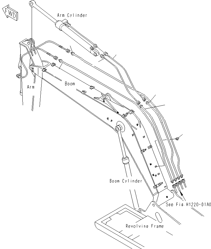 Excavators Komatsu / PC130F-7 S/N J10001-UP(KI-00005) / BOOM (HYDRAULIC LINE)(100 HOURS LUBRICATING)(|T0360030 : |T0360030)