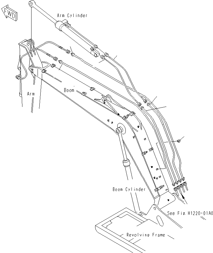 Excavators Komatsu / PC130F-7 S/N J10001-UP(KI-00005) / BOOM (HYDRAULIC LINE)(500 HOURS LUBRICATING)(|T0360032 : |T0360032)